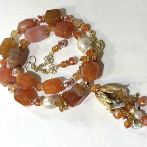 Colier și cercei din agate mari,perle baroc,hematit perle de cultura și accesorii placate cu aurLAST LIGHT OF AUGUST - bijuterii - seturi de bijuterii - Artynos.ro
