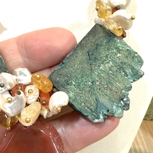 SETEMERALD FORESTjad,perle baroc,quartz electroplacat,hematit,citrin ,inox - bijuterii - seturi de bijuterii - Artynos.ro