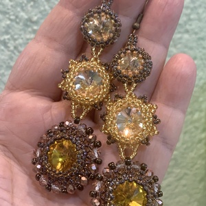 CERCEI LUNGIORIENTAL TREASUREtoho,Rivoli,cristale sticla,bronz, Bijuterii, Cercei, Cercei lungi, Cusatura, ARTYNOS