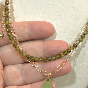 COLIERMORNING DEWcubic zirconia olive,hematit auriu,inox - bijuterii - seturi de bijuterii - Artynos.ro