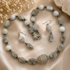 SETFROZEN AURAlabradorit,agate,hematit electroplacat,inox - bijuterii - seturi de bijuterii - Artynos.ro
