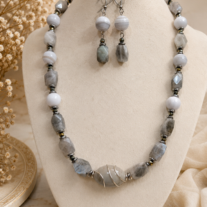 SETFROZEN AURAlabradorit,agate,hematit electroplacat,inox, Bijuterii, Seturi de bijuterii, Confectionarea bijuteriilor, ARTYNOS