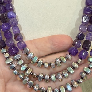 Set colier și cercei agate crackle,hematit,toho,inoxPURPLE STORY - bijuterii - seturi de bijuterii - Artynos.ro