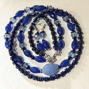 Set colier și cercei din agate fațetate,hematit electroplacat,cristale sticla și inoxBLUE OBSESSION - bijuterii - suporturi și cutii de bijuterii - cutii de bijuterii - Artynos.ro