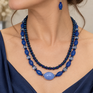 Set colier și cercei din agate fațetate,hematit electroplacat,cristale sticla și inoxBLUE OBSESSION - bijuterii - suporturi și cutii de bijuterii - cutii de bijuterii - Artynos.ro