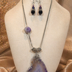 SET LAVENDER ELEMENT agate,ametist,hematit,inox - bijuterii - seturi de bijuterii - Artynos.ro