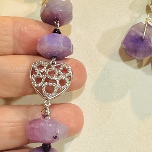 SET VIOLET GLOW-lucrat manual din agate,hematit,inox,accesorii placate cu argint - bijuterii - seturi de bijuterii - Artynos.ro