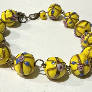 BRĂȚARĂ TONIC YELLOW-lampwork,bronz - bijuterii - brățări - brățări din mărgele - Artynos.ro