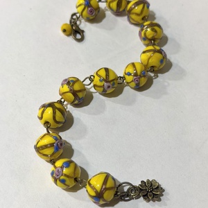 BRĂȚARĂ TONIC YELLOW-lampwork,bronz - bijuterii - brățări - brățări din mărgele - Artynos.ro
