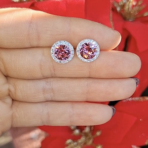 Cercei din argint cu cristale rose, Bijuterii, Cercei, Cercei din argint, , ARTYNOS