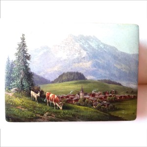 Cutie mica din lemn pictata cu un peisaj frumos, Bijuterii, Suporturi si cutii de bijuterii, Cutii de bijuterii, , ARTYNOS