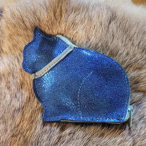 Pisica mea - Bleu - suport de stilou din piele -  - Artynos.ro