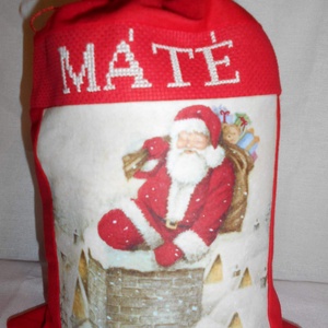 Egyedi, névre szóló Mikulászsák, Accesorii de Craciun, Cadou tematic de Mos Craciun, decoratiuni, Sacul lui Mos Craciun, sosete, cizme, Broderie, ARTYNOS