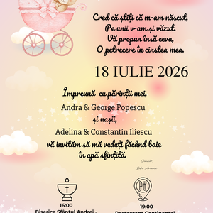Invitație botez - jucării și echipamente pentru copii - daruri de botez - Artynos.ro