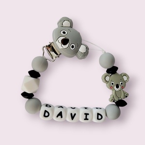 Lanț pentru suzetă personalizat (Varianta Koala) - jucării și echipamente pentru copii - jucării bebeluși - lanț suzetă - Artynos.ro
