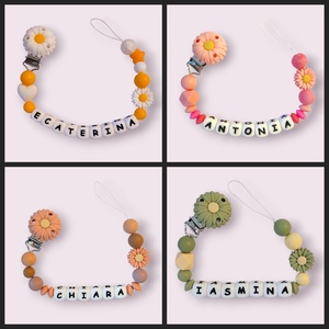 Lanț pentru suzetă personalizat (Varianta Margaretă)) - jucării și echipamente pentru copii - jucării bebeluși - lanț suzetă - Artynos.ro