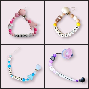 Lanț pentru suzetă personalizat (Varianta clips silicon)) - jucării și echipamente pentru copii - jucării bebeluși - lanț suzetă - Artynos.ro