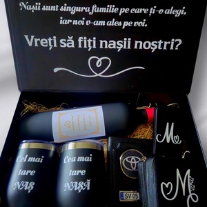 Cutie cerere nași cununie/botez - accesorii nuntă - amintiri și cadouri de nuntă - cadou nuntă - set de ceremonie - Artynos.ro