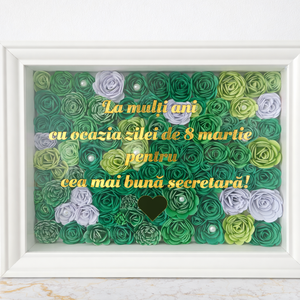 Ramă decorativă cu flori 3D din hârtie cartonată � personalizată după dorința ta - arte vizuale și accesorii  - imagini cu broderii - alte tablouri textil - Artynos.ro