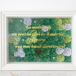 Ramă decorativă cu flori 3D din hârtie cartonată � personalizată după dorința ta - arte vizuale și accesorii  - imagini cu broderii - alte tablouri textil - Artynos.ro