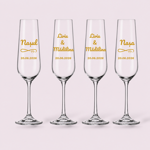 Pahare personalizate, Accesorii nunta, Amintiri si cadouri de nunta, Cadou nunta, Pahar de nunta, set de sticla, Decoupage, transfer si tehnici servetel, Pahare personalizate pentru cele mai speciale momente. Fie ca este vorba despre nunta logodna sau a..., ARTYNOS