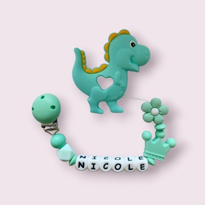 SET Lant pentru suzeta personalizat - jucarie pentru dentitie Dinozaur - Artynos.ro