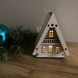 Decoratiuni de masa de Craciun, lanterna in forma de cabana alpina, , , ARTYNOS