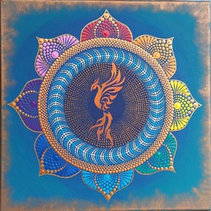 Phoenix pasăre punctat mandala -  - Artynos.ro