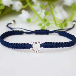 Bratara macramé impletita - Heart albastru inchis, albastru noapte, , , ARTYNOS
