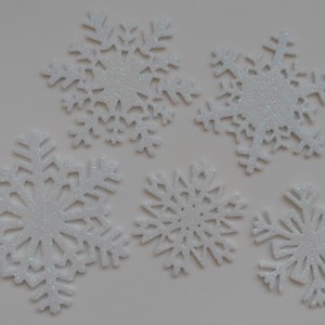 Fulgi de zapada decorativi din guma stralucitoare - 25 buc / pachet - alb - Artynos.ro