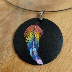 Medalion din piele naturala pictat, Bijuterii, Coliere, Pandative, Pictura, Pielarie, ARTYNOS