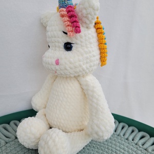 Unicorn crosetat manual, fir tip catifea 100% poliester moale, 35cm, alb unt - jucării și echipamente pentru copii - plușuri - unicorn - Artynos.ro