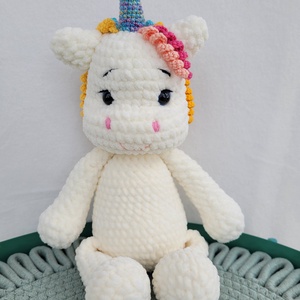 Unicorn crosetat manual, fir tip catifea 100% poliester moale, 35cm, alb unt - jucării și echipamente pentru copii - plușuri - unicorn - Artynos.ro