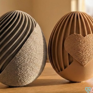 Figurina de Paste cu textura 3D  Ou texturat cu decupaj in forma de inima  Decoratiune minimalista de primavara, , , ARTYNOS