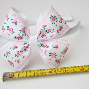 Masnis bentiță cravată de păr - Model floral alb -  - Artynos.ro