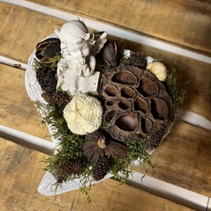 Inimă de beton ornament funerar - cu înger -  - Artynos.ro
