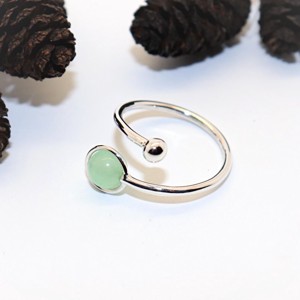 Piatra de jad, inel de argint pentru femei, mărimea 56, ajustabil (EGY.292) - bijuterii - inele - inele din argint - Artynos.ro