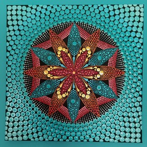 Mare de flori turcoaz (culori metalice) - mandala punctata, , , ARTYNOS