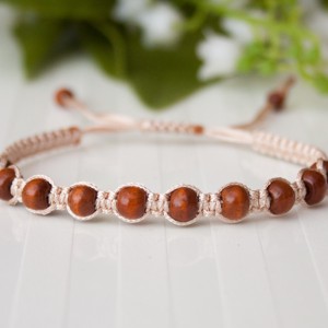 Bratara macramé impletita - Margele bej/maro, Bijuterii, Bratari, Bratari impletite, , ARTYNOS