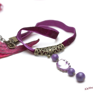 Colier choker cu jad violet si camee - Artynos.ro