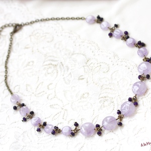 Colier cu ametist si jad violet - bijuterii - coliere - coliere cu pandantive - Artynos.ro