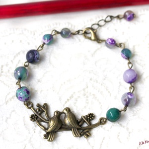 Bratara cu agate violet si verde - bijuterii - brățări - brățară cu mărgele - Artynos.ro