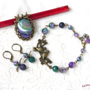 Bratara cu agate violet si verde - bijuterii - brățări - brățară cu mărgele - Artynos.ro