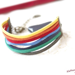 Bratara cu onix si suede multicolor - bijuterii - brățări - brățări late groase - Artynos.ro