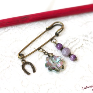 Brosa cu trifoi Swarovski - bijuterii - broșă, insigne - agrafe haine și pantofi - Artynos.ro