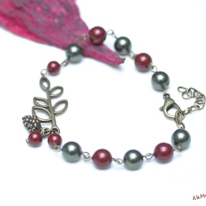 Bratara cu perle verzi si bordo - bijuterii - brățări - brățări din perle - Artynos.ro