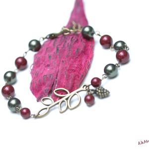 Bratara cu perle verzi si bordo - Artynos.ro