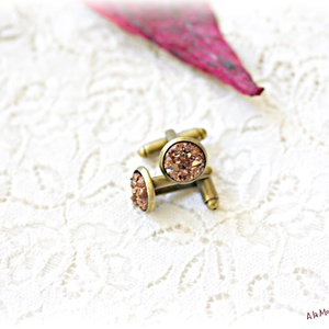 Butoni cu druzy aurii - bijuterii - butoni de manșetă - Artynos.ro