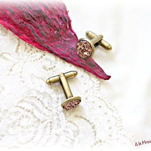 Butoni cu druzy aurii - bijuterii - butoni de manșetă - Artynos.ro