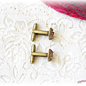 Butoni cu druzy aurii - bijuterii - butoni de manșetă - Artynos.ro